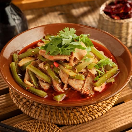 贡菜毛肚 Sliced Beef Tripe & Celtuce In Chili Sauce